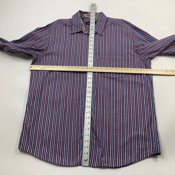 Bugatchi Uomo Shirt Mens XL Extra Large Striped Cotton Button Up Long Sleeve - Picture 5 of 9